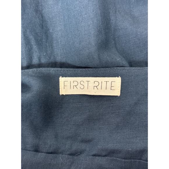 First Rite Dress Large Womens Blue Linen Blend Sleeveless Cross Front Midi - Picture 7 of 8